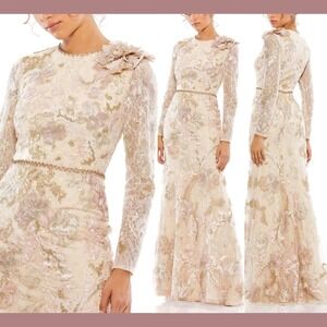 Mac Duggal | Dresses | Mac Duggal Plus Laceup Asymmetricsideslit  Embellishedhem Dress Gown Size 8 | Poshmark